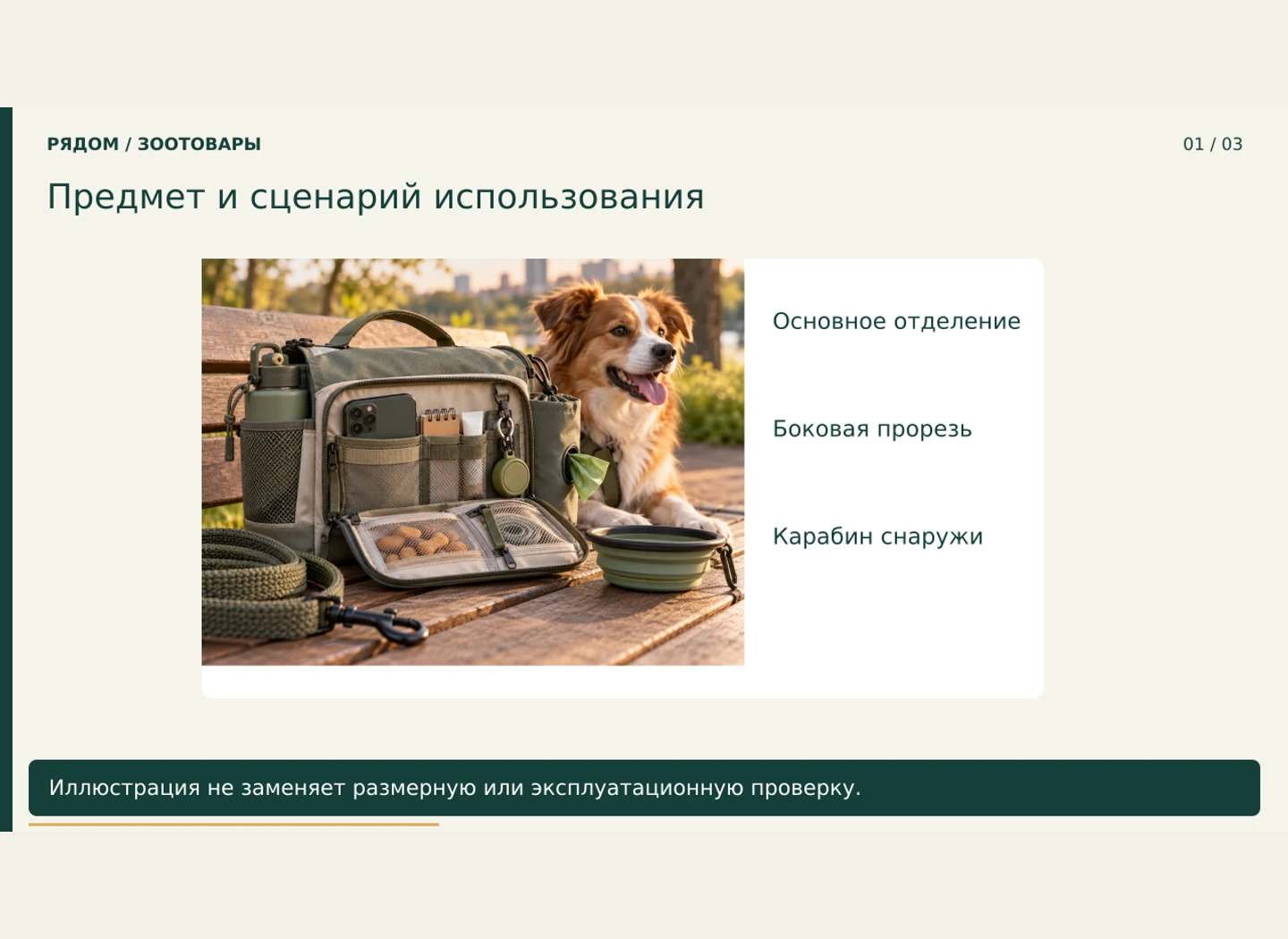 Сумка для прогулки: вещи внутри не входят в комплект — Разделить сам органайзер и содержимое демонстрационной укладки.