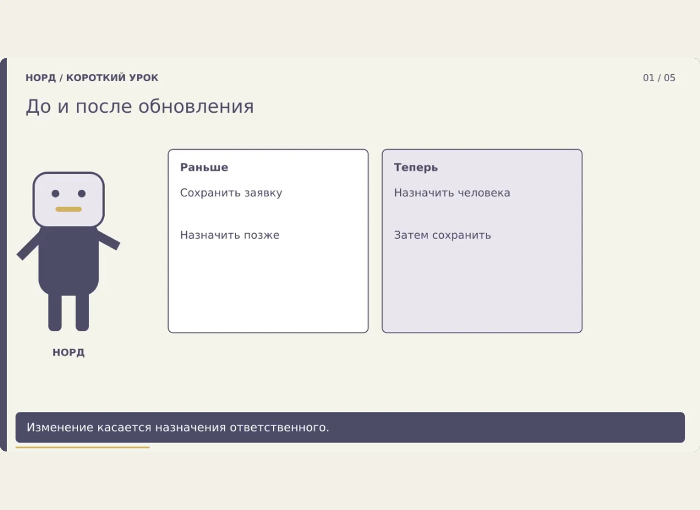Обновление сервиса: как изменился один рабочий маршрут — Показать освоение конкретного изменения интерфейса.