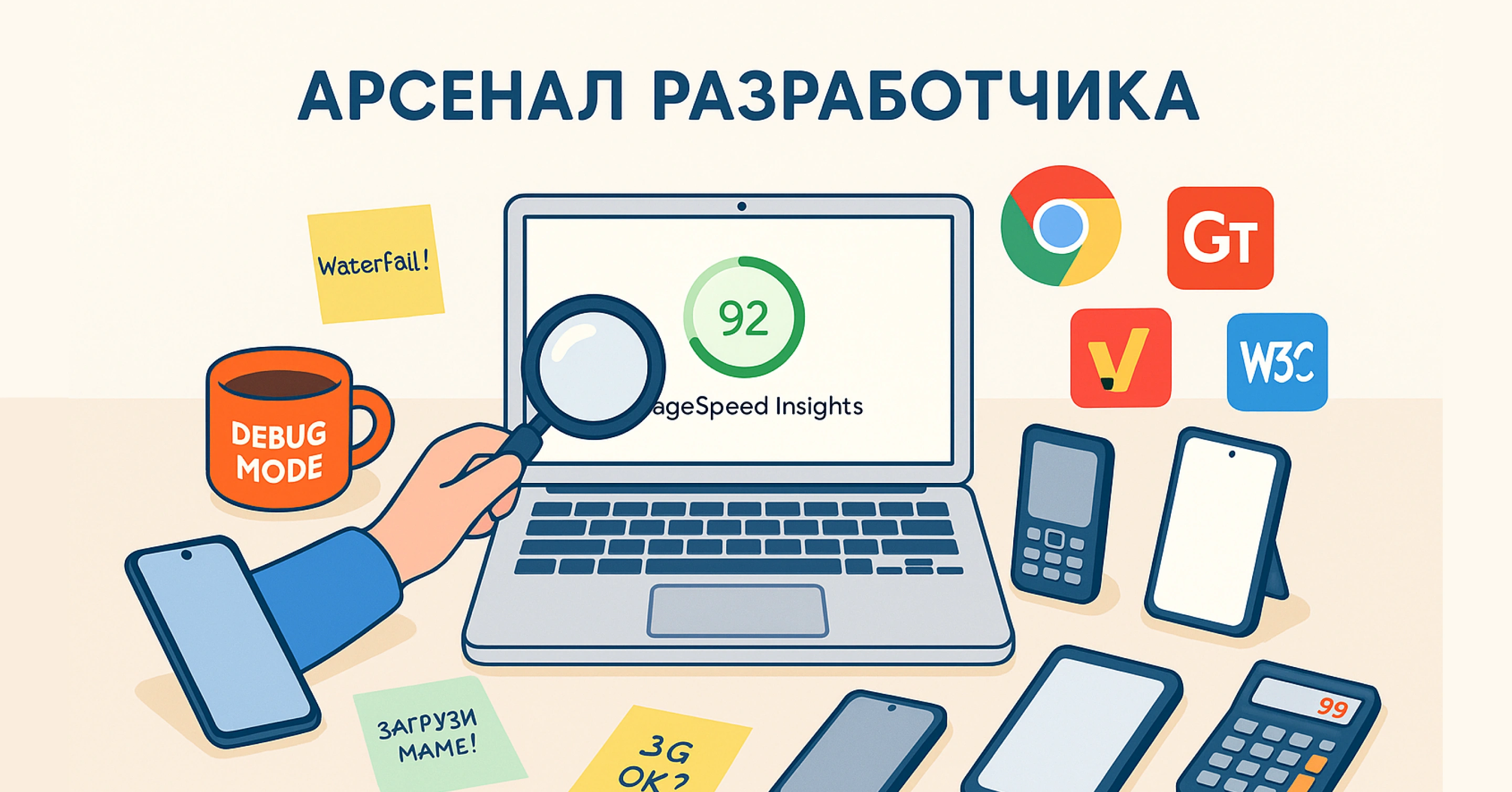 Инструменты проверки сайта: редакционный коллаж, а не результаты измерений проекта.