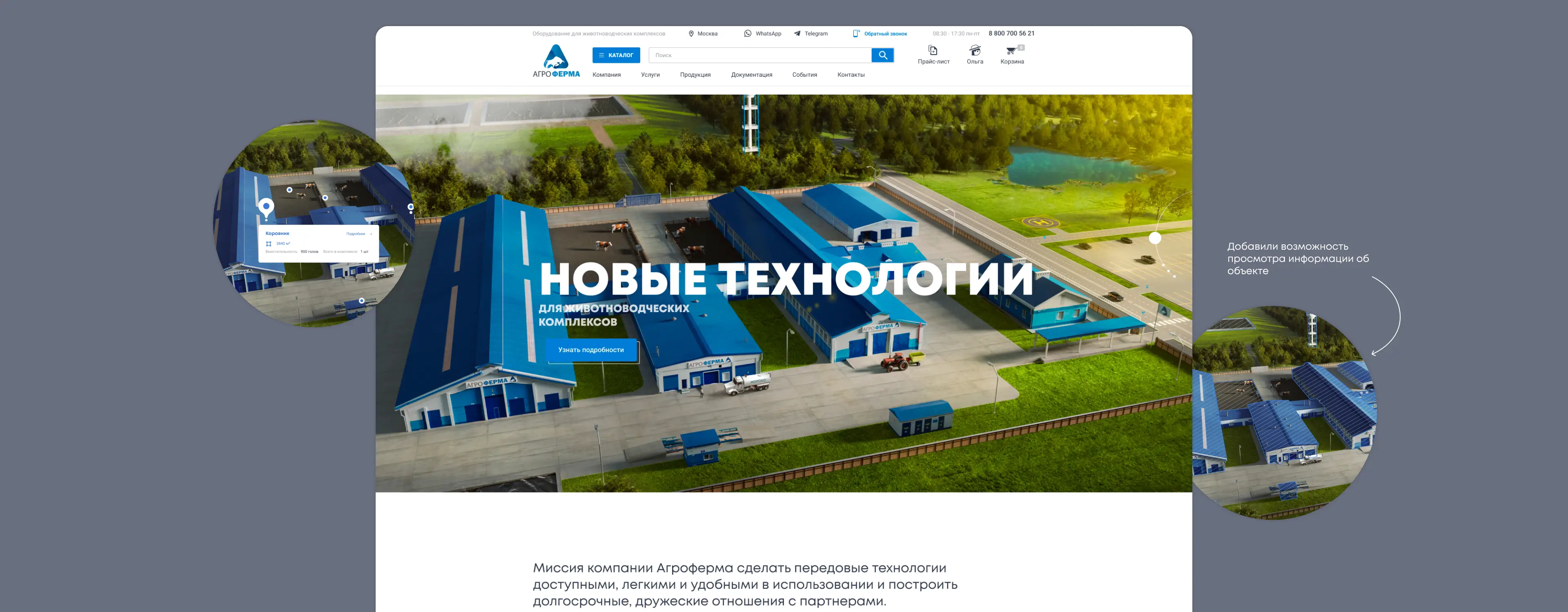 Главная страница сайта «Агроферма».