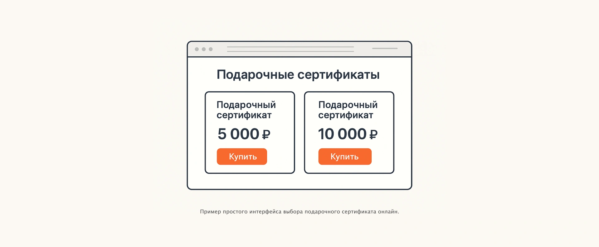 Пример интерфейса выбора номинала сертификата: 5 000 или 10 000 рублей.